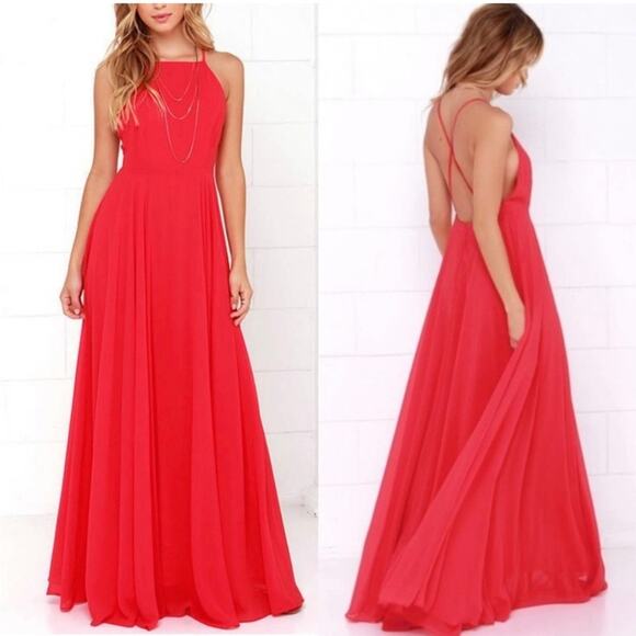 Red Lulu’s Mythical Kind Of Love Maxi Dress Gown Small - Picture 1 of 12